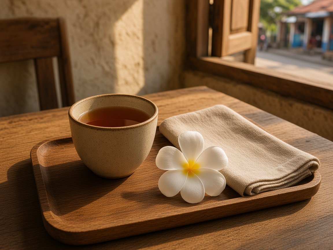 White plumeria on warm coral stone.
