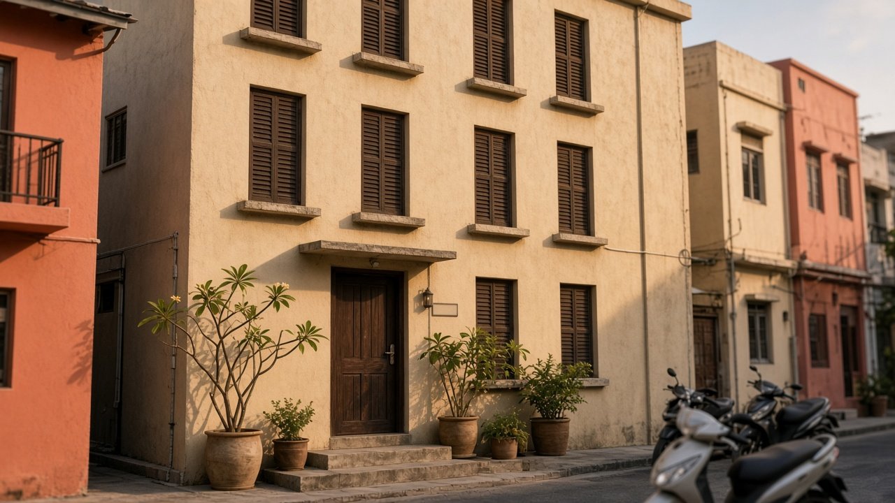 The street front of Pollina Guesthouse on Violet Hingun